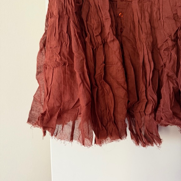 Rust Red Spaghetti Strap Ruched Dress - Picture 3 of 5